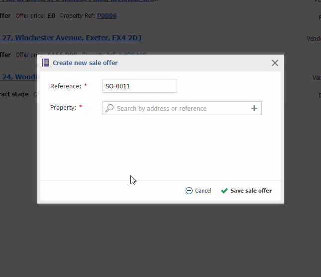 Create a Property Sale landmax.pro
